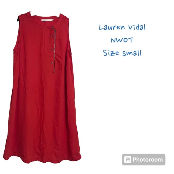Lauren Vidal Vibrant Red Buttoned Dress - Picture 1 of 1